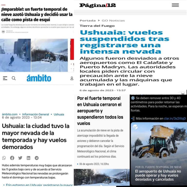 Ushuaia es noticia nacional por el temporal de nieve